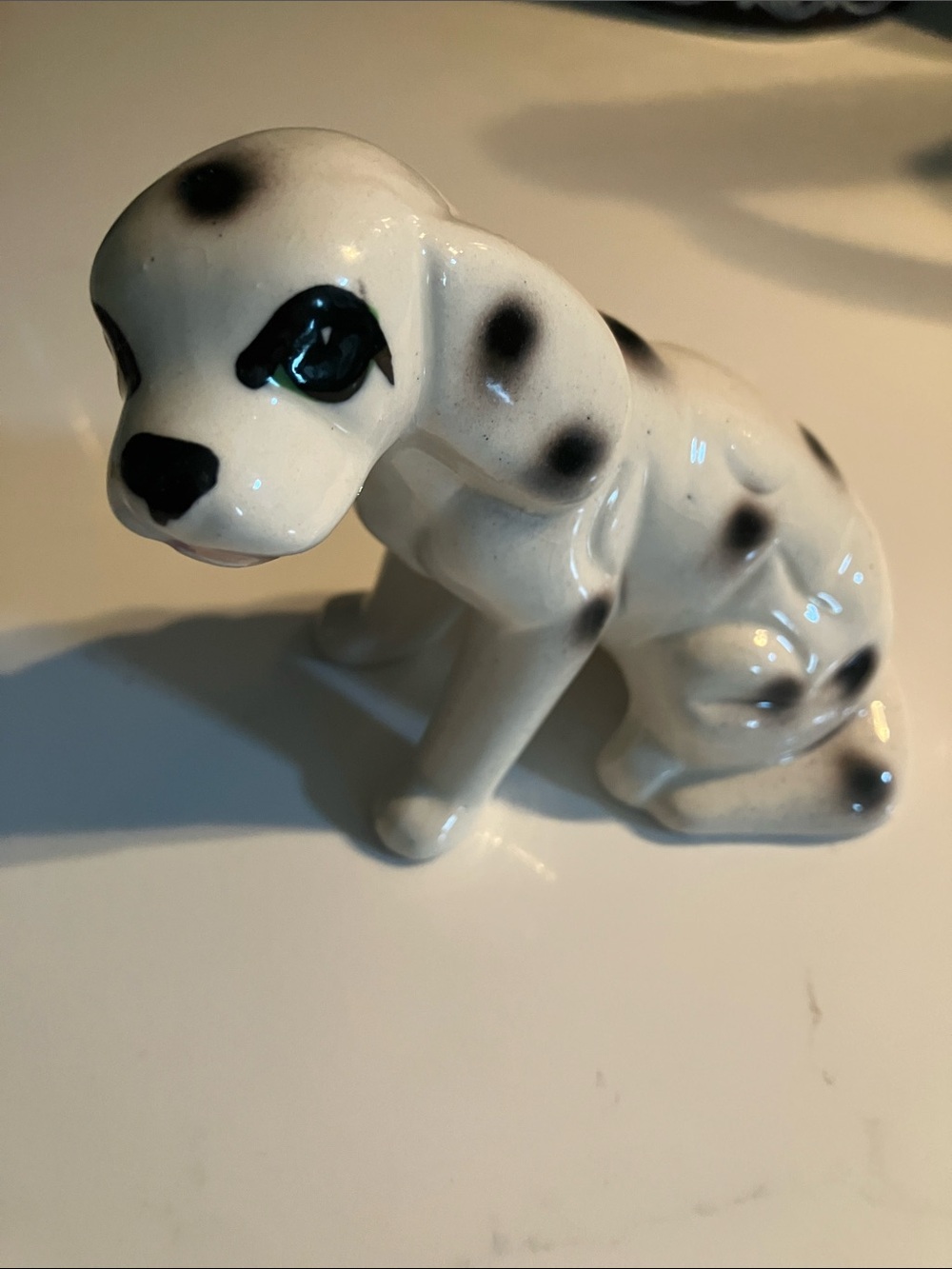White and Black Ceramic Dog Figurine Decorative Accent
